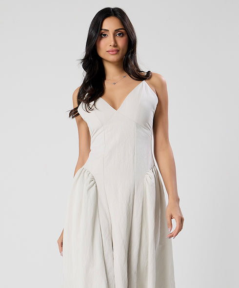 Deep Vneck White Dress