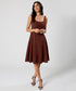 Waistless Solid Sleeveless Brown Dress