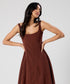 Waistless Solid Sleeveless Brown Dress