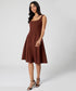 Waistless Solid Sleeveless Brown Dress