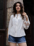 Mandarin Collar Sleeve Embroidered Long Sleeve Top