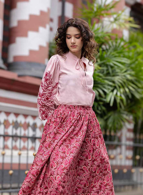 Side Sleeve Embroidered Casual Top