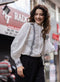 Mandarin Collar Sleeve Embroidered Top