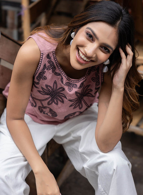 Sleeveless Embroidered Top