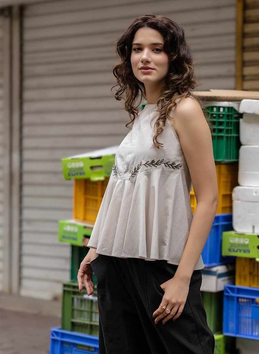 Hand Embroidered Sleeveless Top
