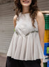 Half Peplumed Sleeveless Embroidered Top