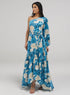 One Shoulder Printed Frill Dress