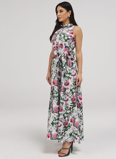 Collar Neck Floral Dress