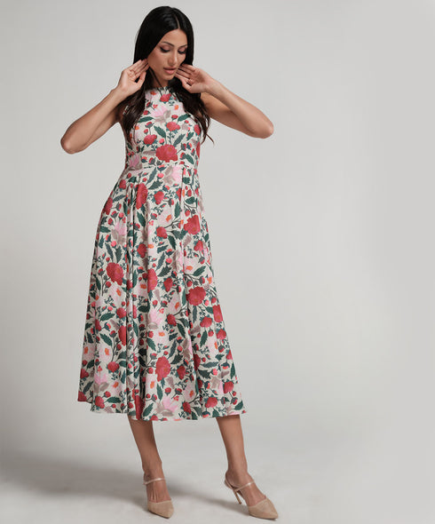 Halter Neck Printed Floral Dress