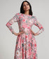 Long Sleeve Printed Chiffon Maxi Dress
