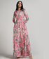 Long Sleeve Printed Chiffon Maxi Dress