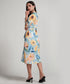 Sun Flower Printed Half Sleeve Aline Chiffon Dress