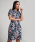 Front Zippered Printed Skater Mini Dress