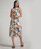 Vneck Sleeveless Satin Printed Shift Dress