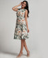Sleeveless Large Floral Printed Panel Skirt Dress