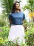 Crew Neck Turnup Sleeve Blue T-shirt