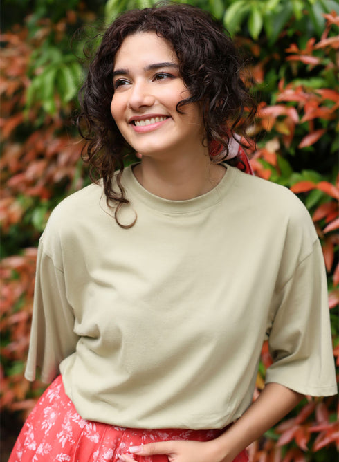 Oversized Cream Green T-shirt