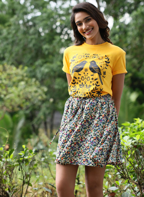 Bird Printed Crew Neck T-shirt