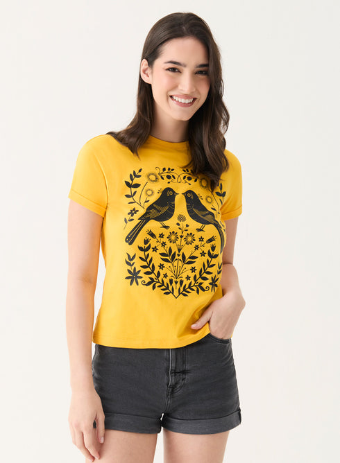 Bird Printed Crew Neck T-shirt