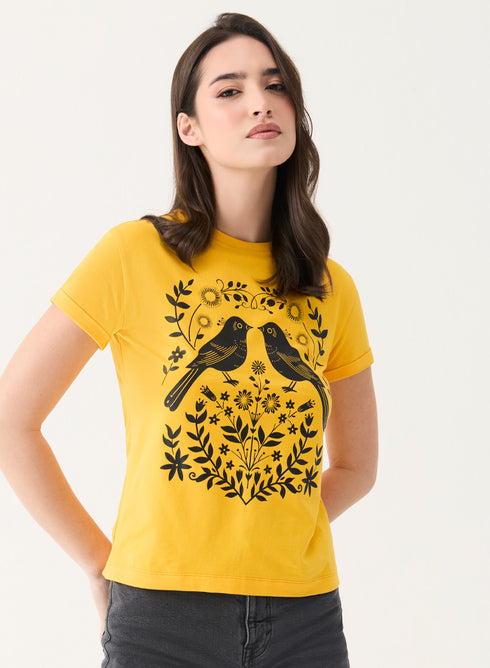 Bird Printed Crew Neck T-shirt