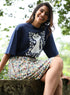 Floral Cat Printed Oversized T-shirt