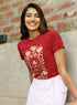 Ladybug Printed Maroon Crew-Neck T-shirt