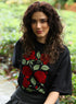 Red Rose Printed Oversized T-shirt