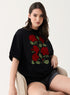 Red Rose Printed Oversized T-shirt