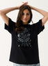 Grey Color Printed Rose Oversized T-shirt