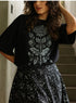Grey Color Printed Rose Oversized T-shirt
