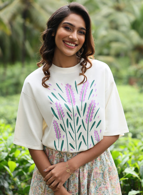 Lavender Printed Oversized T-shirt