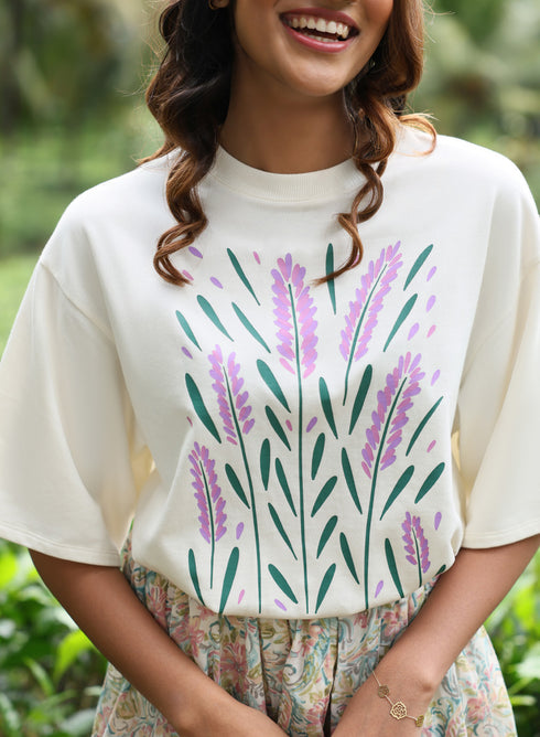 Lavender Printed Oversized T-shirt