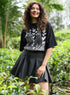 Bunny Printed Black Oversized T-shirt