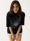 Metallic Flower Printed Black T-shirt
