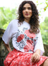 Floral Printed Oversized White T-shirt
