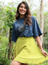 Metallic Flower Printed Navy Blue T-shirt