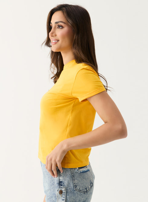 Yellow Sleeve Turn Up T-shirt