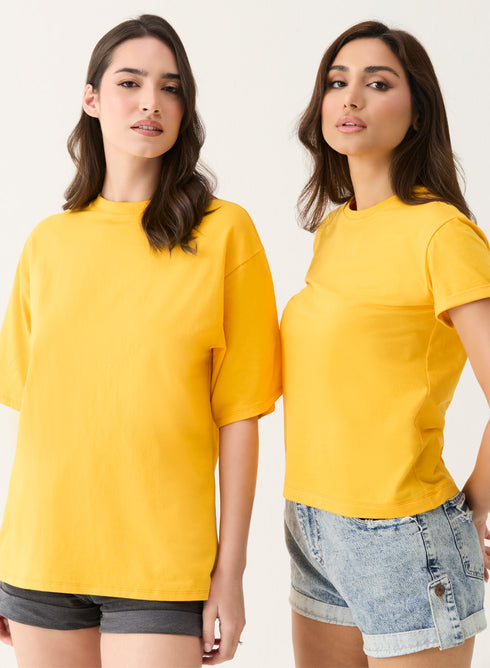 Yellow Sleeve Turn Up T-shirt
