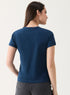 Crew Neck Turnup Sleeve Blue T-shirt