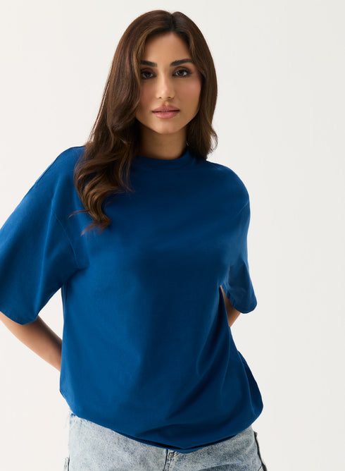 Oversized Crew Neck T-shirt - Teal