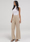 Beige Flared Leg Formal Pant