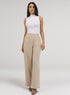 Beige Flared Leg Formal Pant