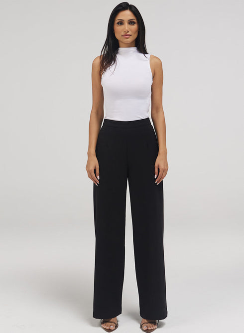 Jet Black Flared Leg Formal Pant