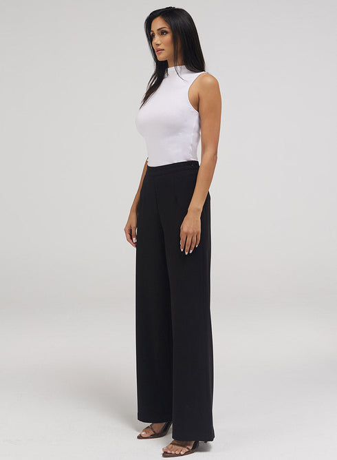 Jet Black Flared Leg Formal Pant