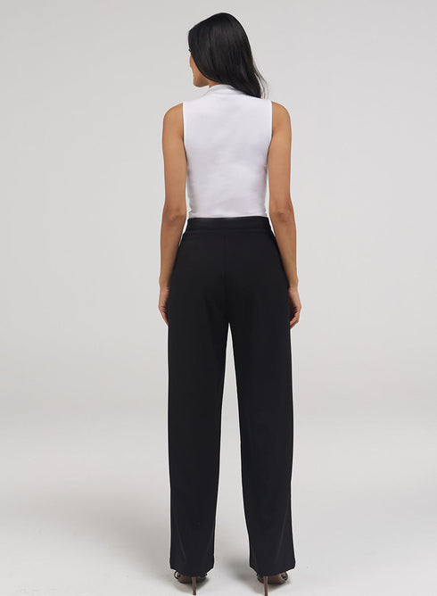 Jet Black Flared Leg Formal Pant