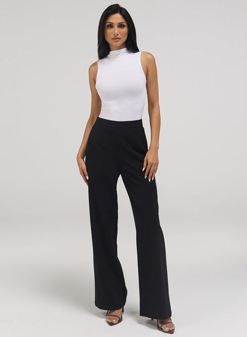 Jet Black Flared Leg Formal Pant