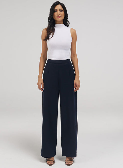 Navy Blue Flared Leg Formal Pant