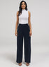 Navy Blue Flared Leg Formal Pant