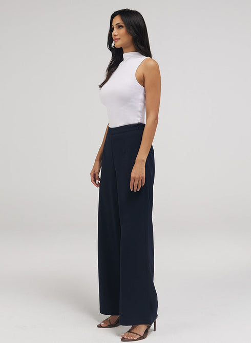 Navy Blue Flared Leg Formal Pant