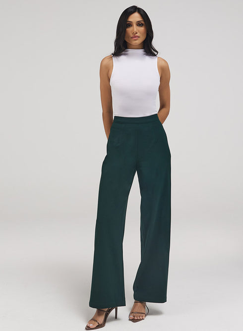 Flared Leg Formal Pant - Dark Green